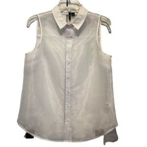 ELLE SHEER SLEEVELESS BUTTON UP TOP SIZE 6